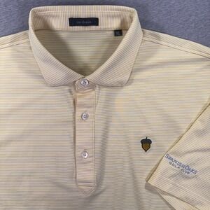 Turtleson Polo Shirt Mens XL Yellow Striped Performance Spanish Oaks Golf Club